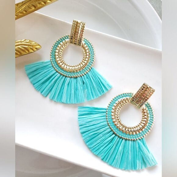 New! FP Amber Raffia Earrings - Picture 1 of 16